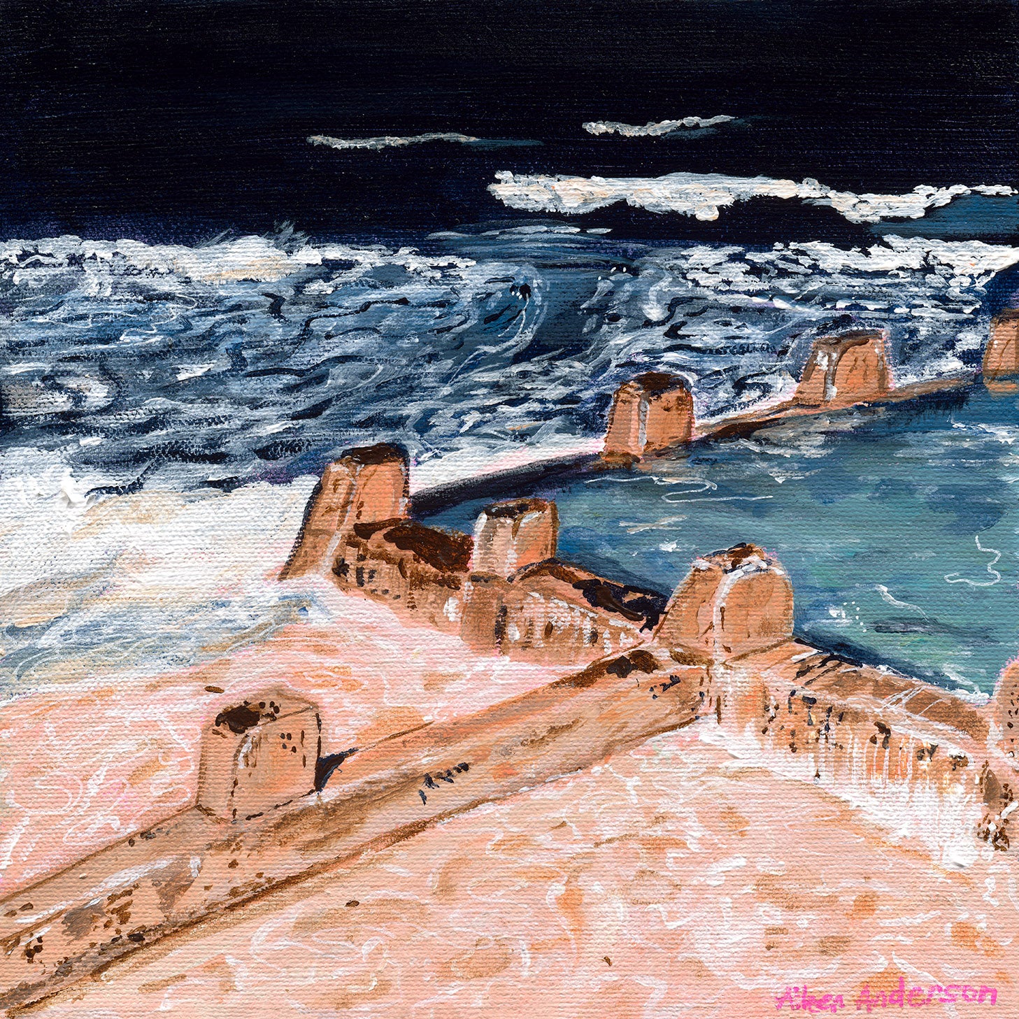 Coogee Pool At Night - Original Artwork