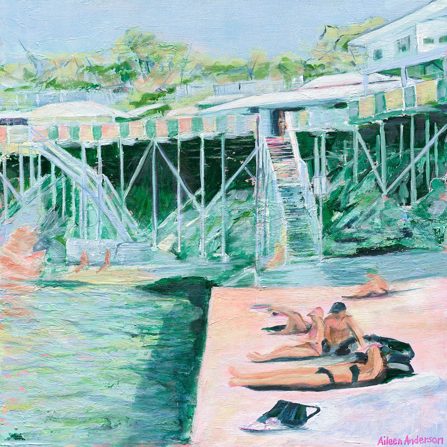 'At the Sunstrip Pool - Wylie's Baths' Limited Edition Fine Art Print (Unframed)