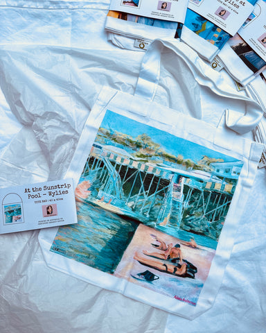 At the Sunstrip Pool - Wylie's Baths by Aileen Anderson Tote Bag