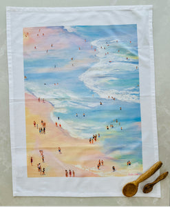 Pastel Coloured Waves Tea Towel
