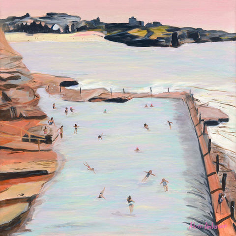 Coogee Womens Baths Painting, Mc Iver's Mermaids by Aileen Anderson 