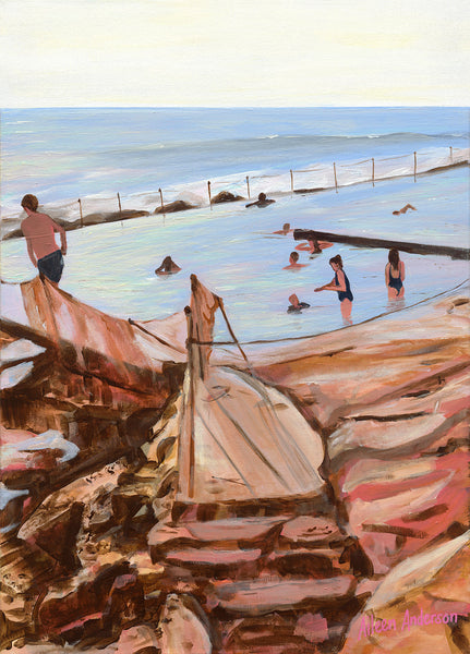 Bronte Rock Pool Painting By Aileen Anderson 