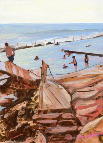 Bronte Rock Pool Painting By Aileen Anderson 