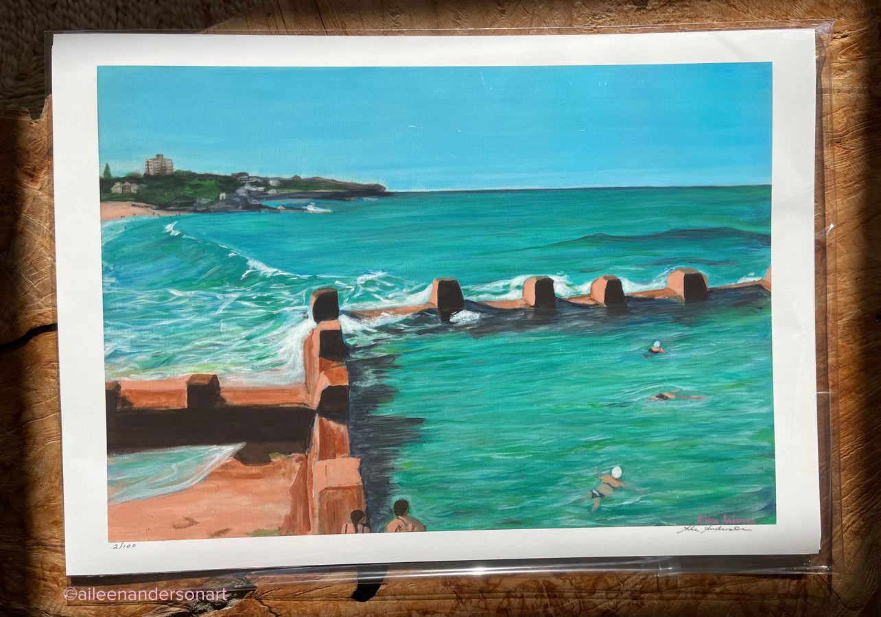 Coogee Beach Pool, A Turquoise Wave by Coogee Beach by Aileen Anderson 