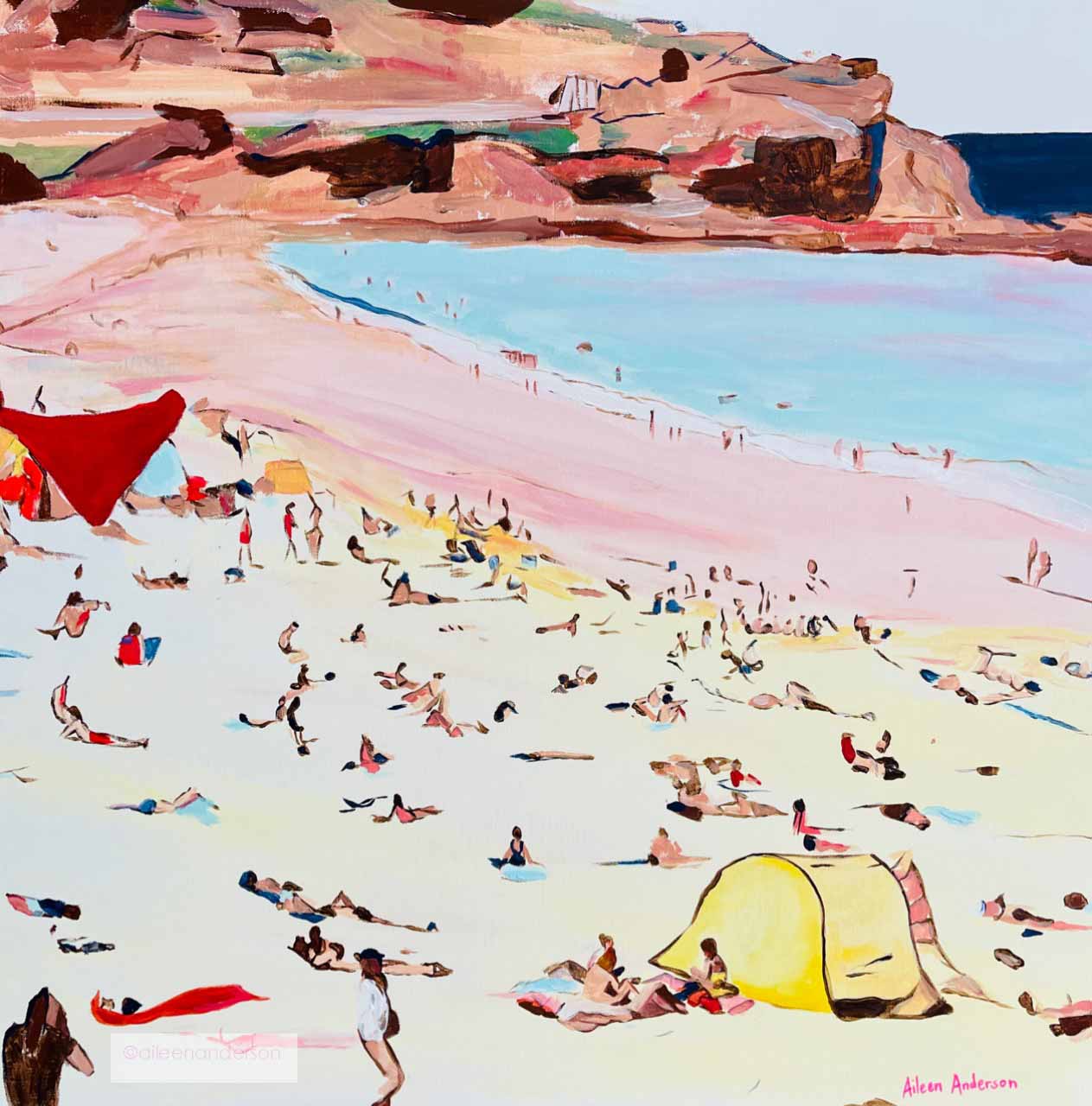 Coogee Beach Painting, Relaxed Coogee by Aileen Anderson 