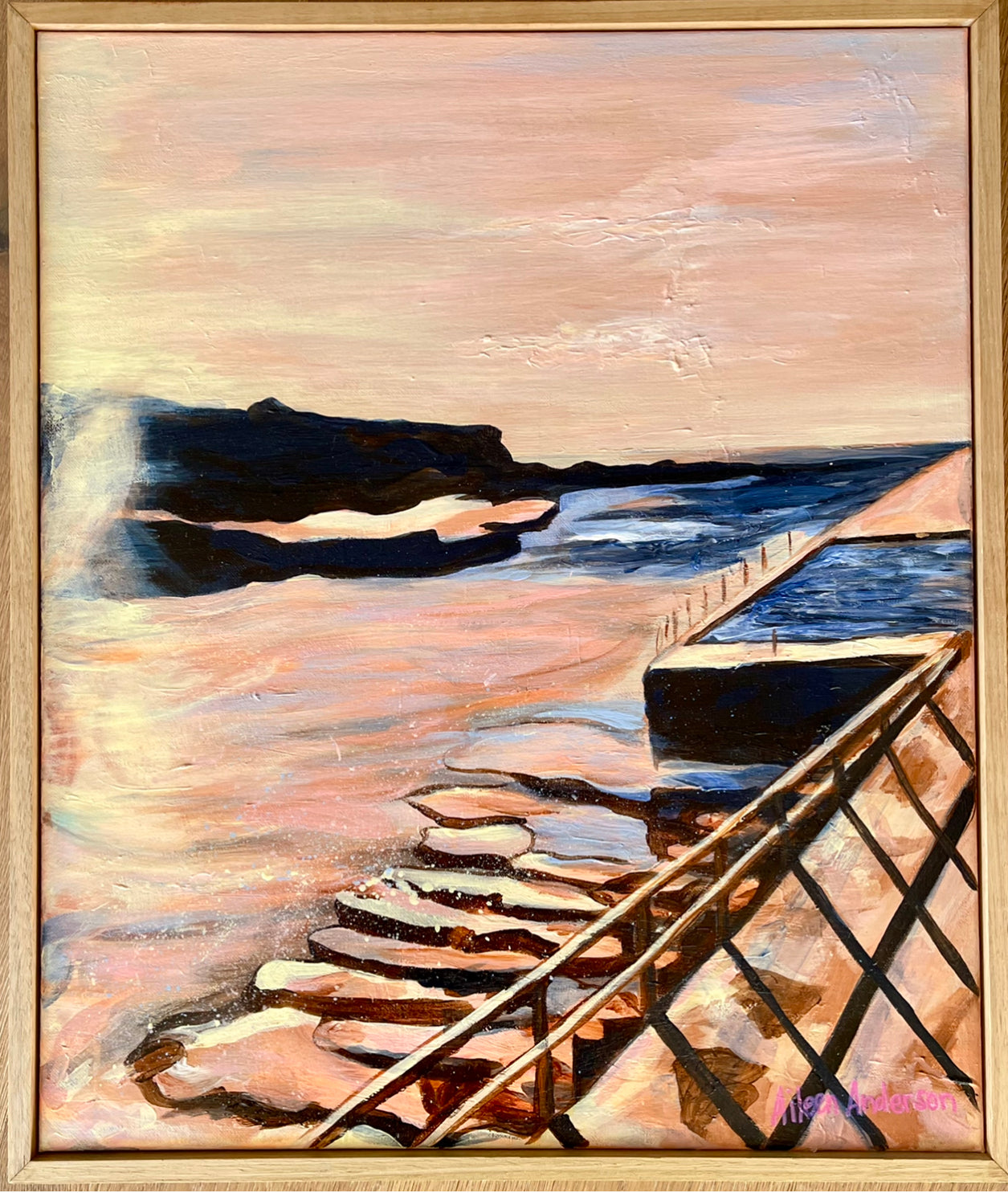 Clovelly Beach Painting, Warm from the Winter Sun by Aileen Anderson 